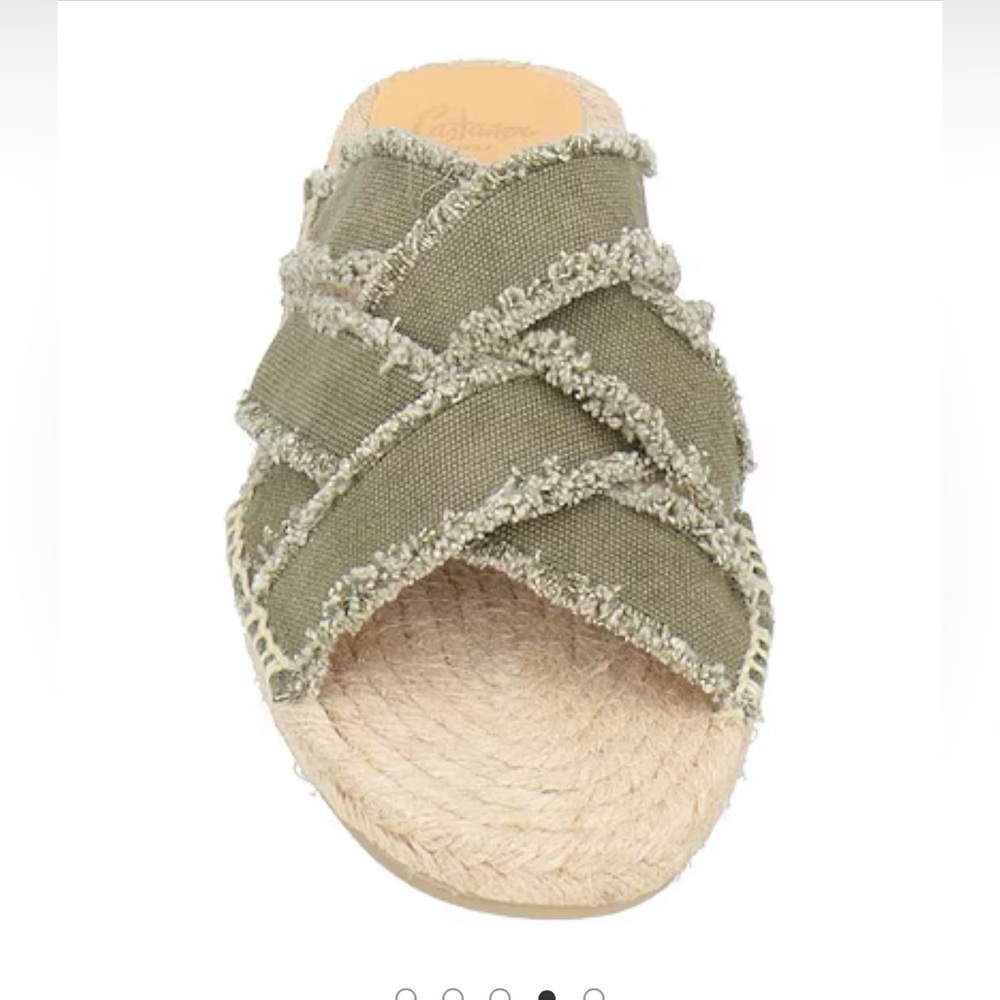 Made is Spain CASTAÑER Pilita Women’s Olive Flat Espadrille Sandals Size 38/7.5